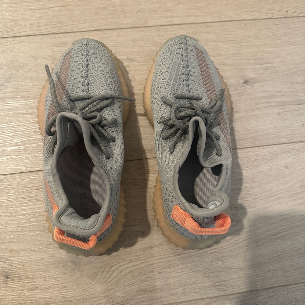 Yeezy Gray and Orange Sneakers